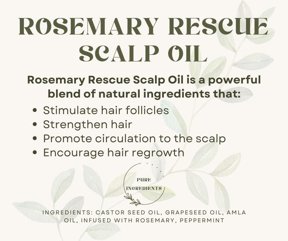 Rosemary Rescue Scalp Oil 4 oz, Natural Scalp Care, Strengthen Hair